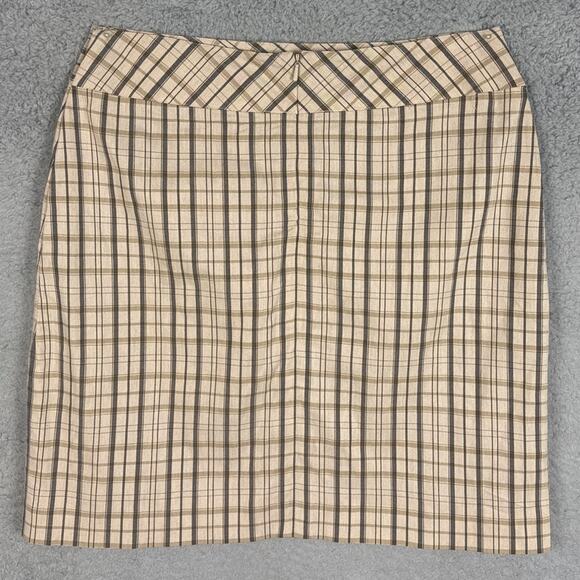 Emanuel Ungaro Linen Blend Plaid Mini Skirt Size 12 Designer Preppy Minimalism - Picture 2 of 7